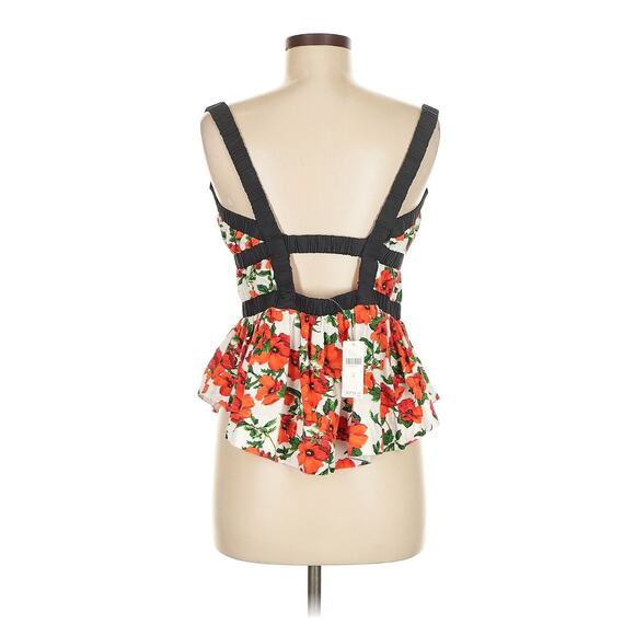 New Anthropologie Maeve Ditali Red Rose Print open-back poppy tank top M - Picture 3 of 5